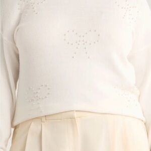 Ivory Rhinestone Heart Sweater